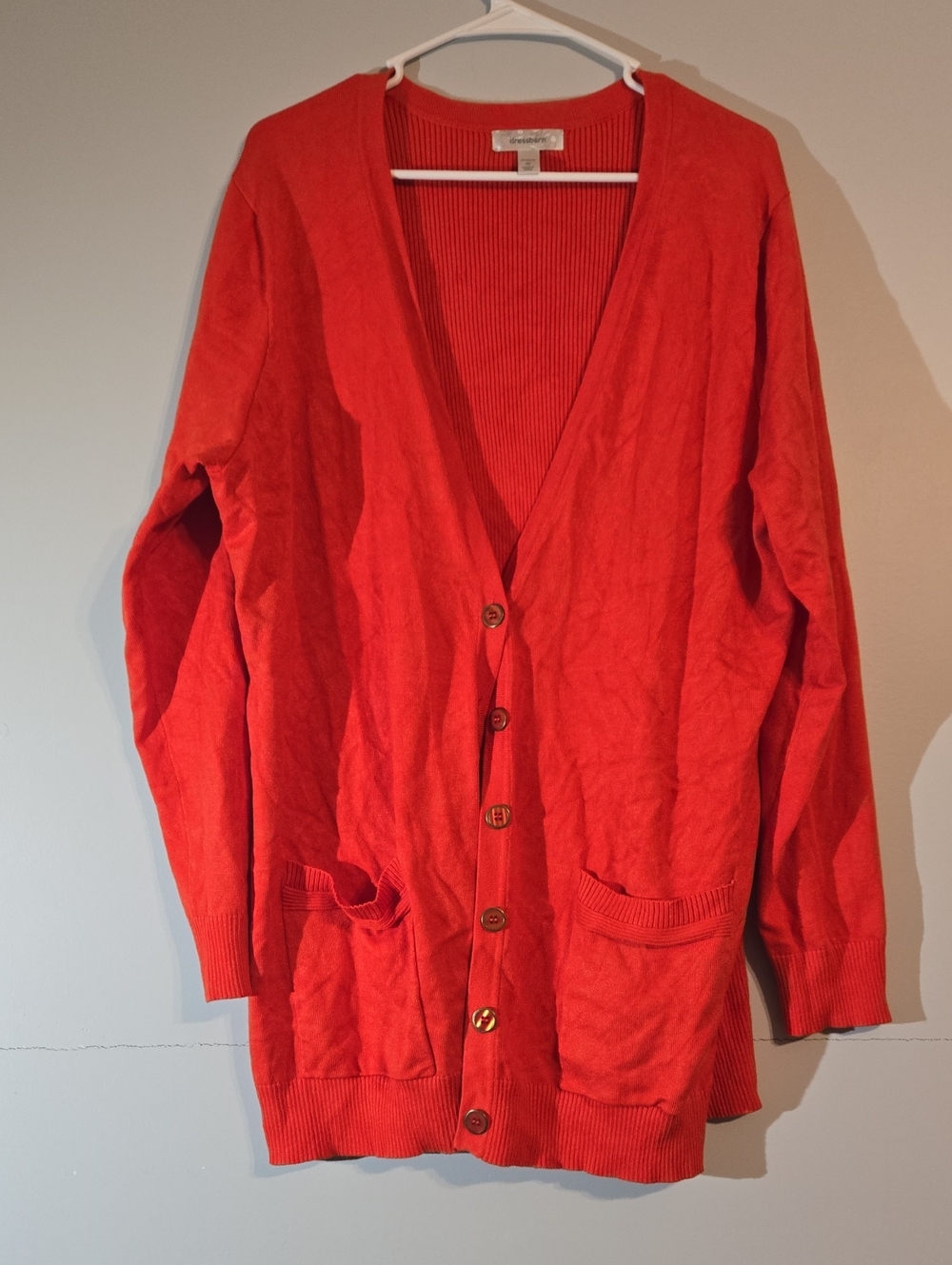 Dressbarn Bright Orange Open-Front Cardigan 3X